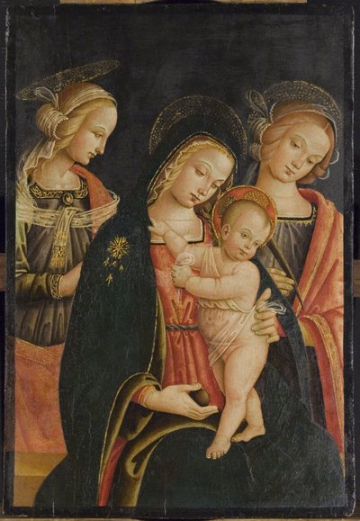 The Madonna and Child with Two Female Saints, c.1500 by Master of the Cortona Tondo